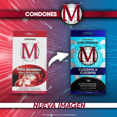 Condón M Ultra Sensible Cuerpo a Cuerpo 3 Preservativos