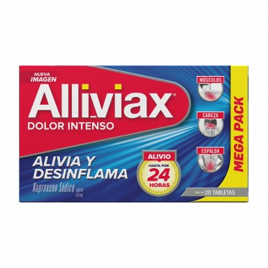 Alliviax Naproxeno 550Mg Alivia Dolor e Inflamación 20 Tabletas 