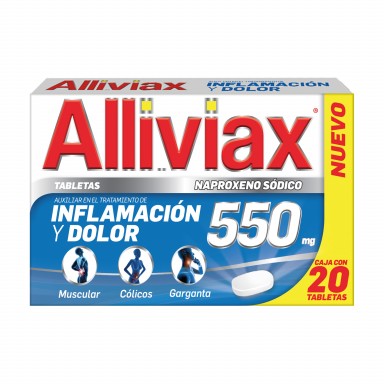 Alliviax Naproxeno 550Mg Alivia Dolor e Inflamación 20 Tabletas 