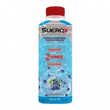 Suerox Bebida Hidratante Mora Azul con Hierbabuena 1L