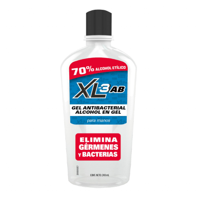 XL-3 AB Gel Antibacterial, la ciencia que protege tus manos, botella con 240 ml