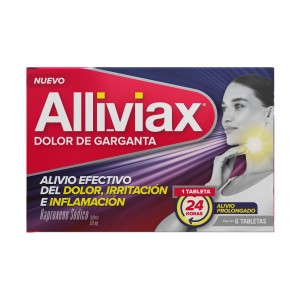 Alliviax Garganta, Analgésico, que alivia y desinflama por hasta 24 horas, caja con 6 tabletas.