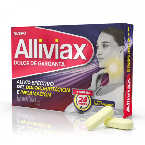 Alliviax Garganta, Analgésico, que alivia y desinflama por hasta 24 horas, caja con 6 tabletas.