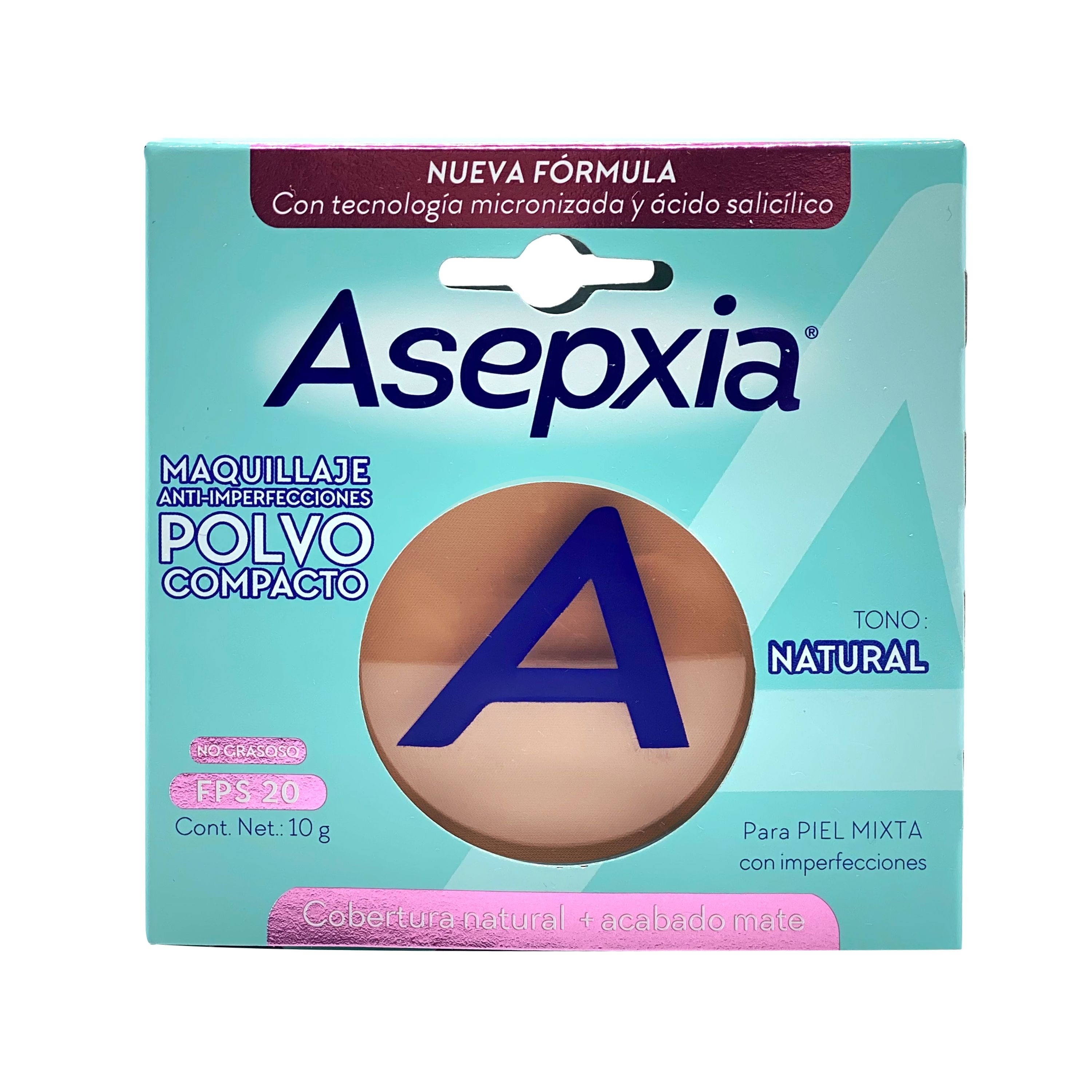 Asepxia BB Maquillaje Polvo Natural Mate 10 g