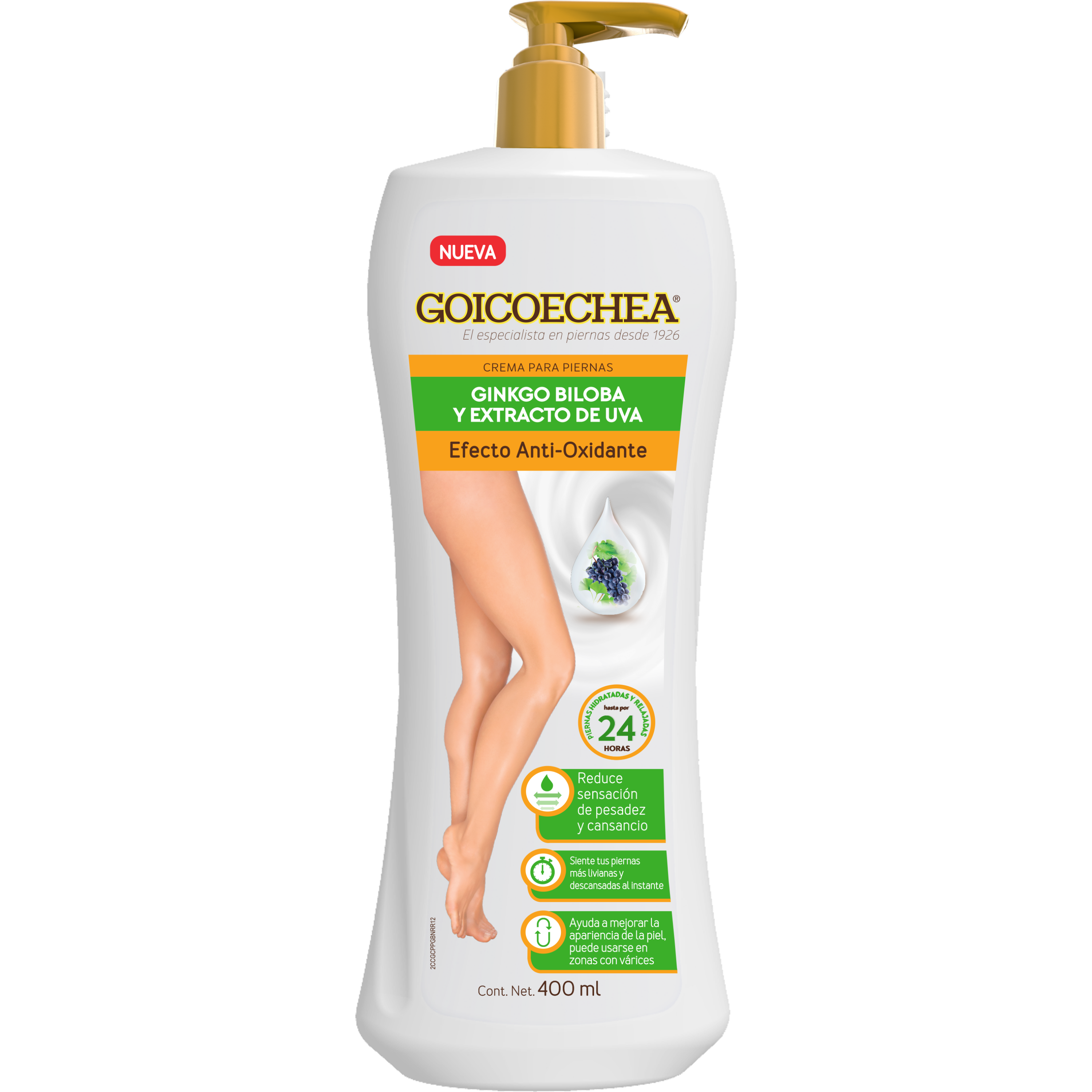 Crema Efecto Antioxidante Ginkgo Biloba y Extracto de Uva 400 ml
